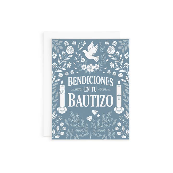 Blue Bautizo Card for wholesale by Things in Spanish