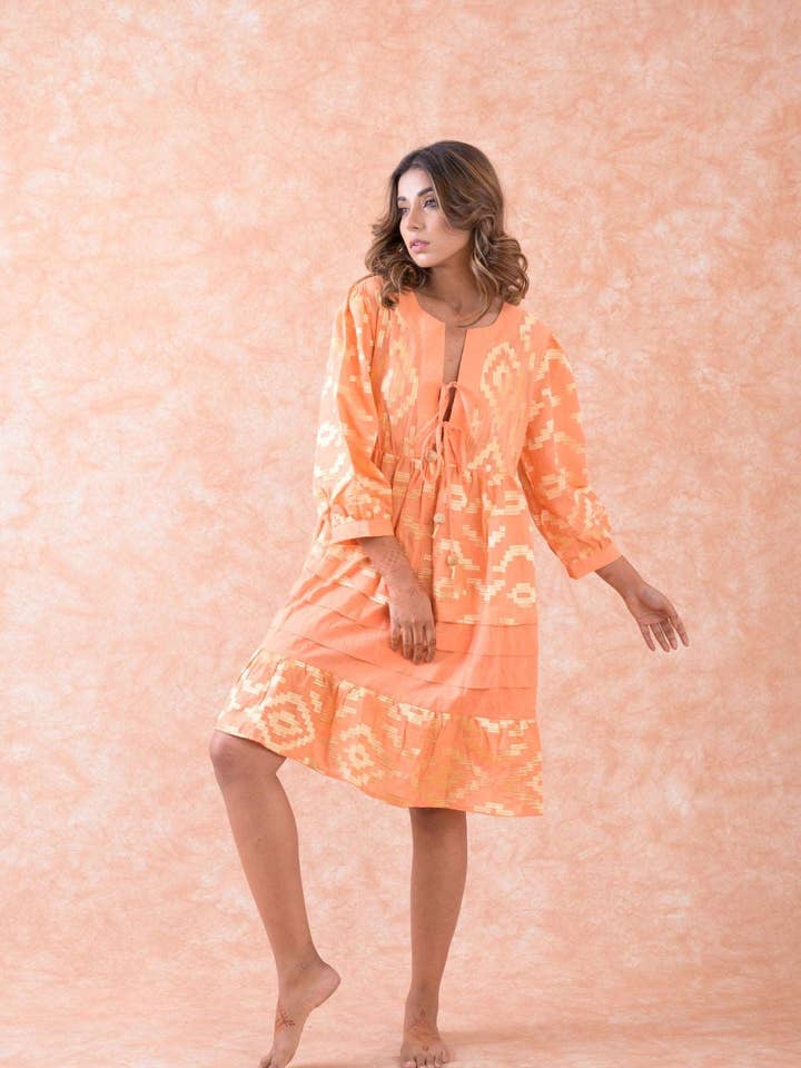 Rhea - Wholesale Dress - Women's - Rhea Art Tunic Top, Lightweight Cotton Ruffle Hem Design9