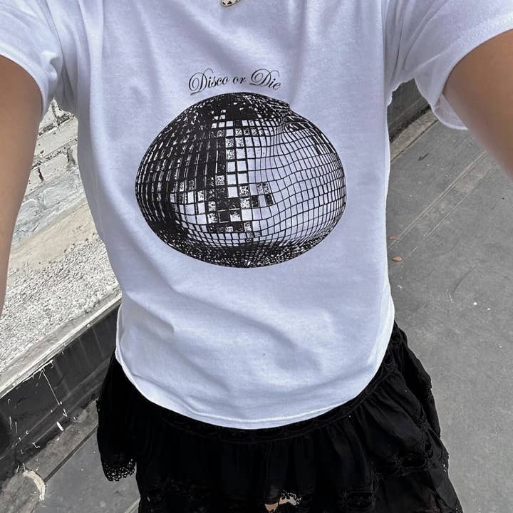 Disco or Die Baby Tee for wholesale by Sunday Violets