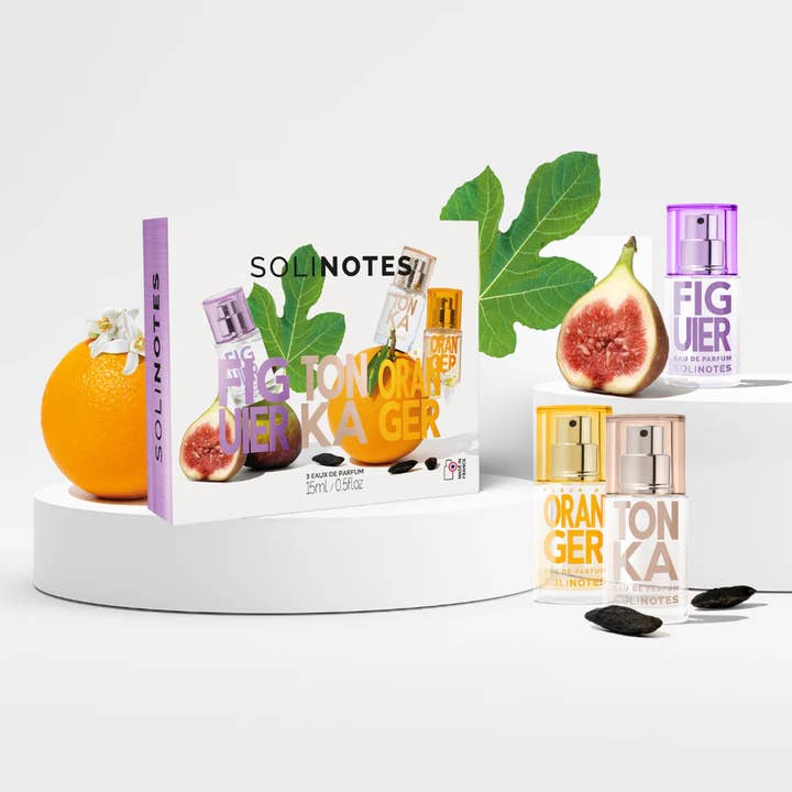 Minis Feel Good Discovery Set - Fig, Tonka, Orange for wholesale by Solinotes (US Stores) - Distributed by Scents of Europe