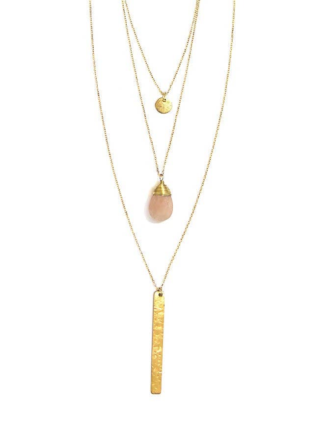 Triple Strand Multi-Way Pendant Necklace - Brass for wholesale by Fair Anita