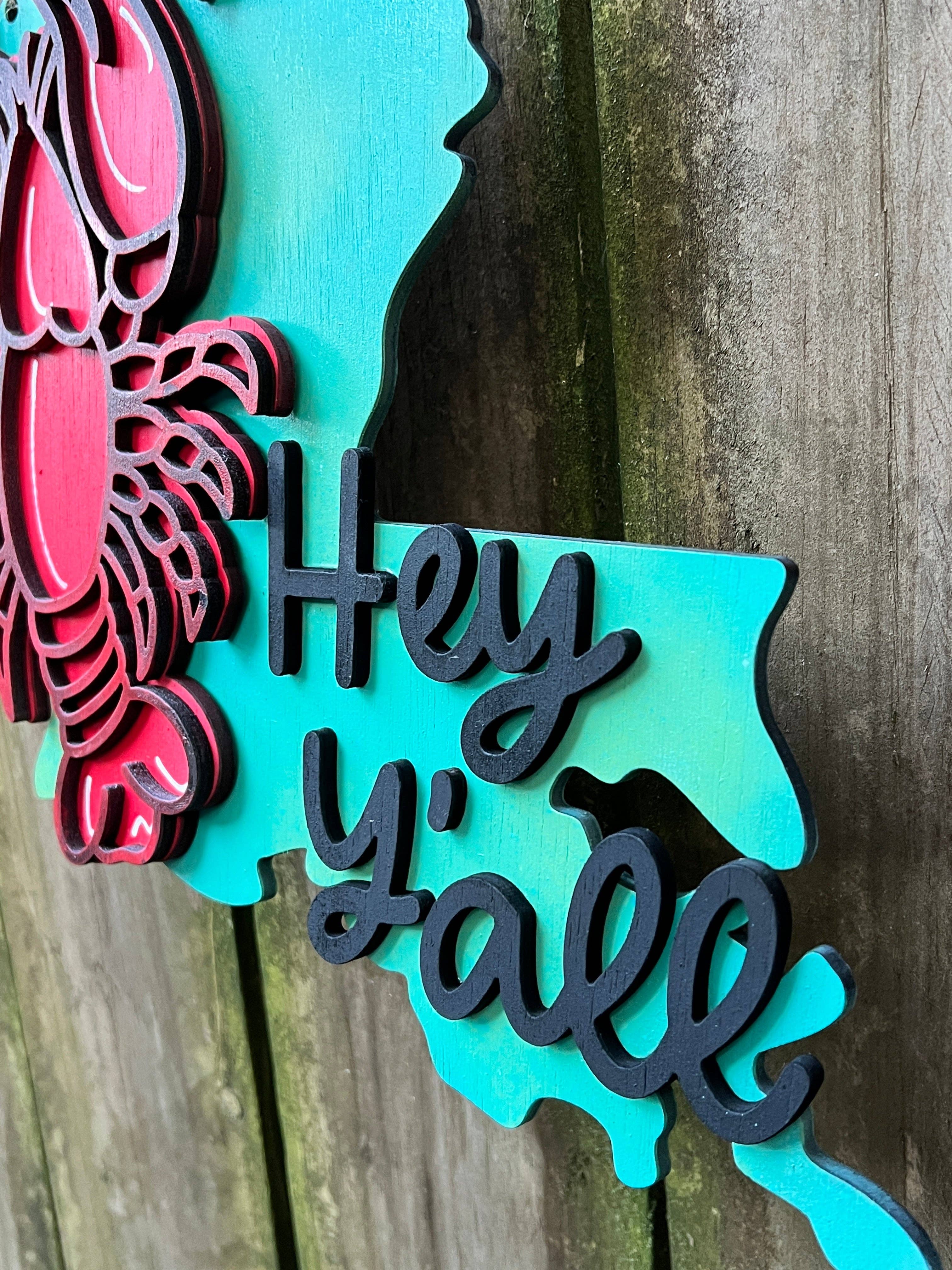 Geaux Magnolia - Wholesale Door Hanger - Louisiana Crawfish 3D Door Hanger3