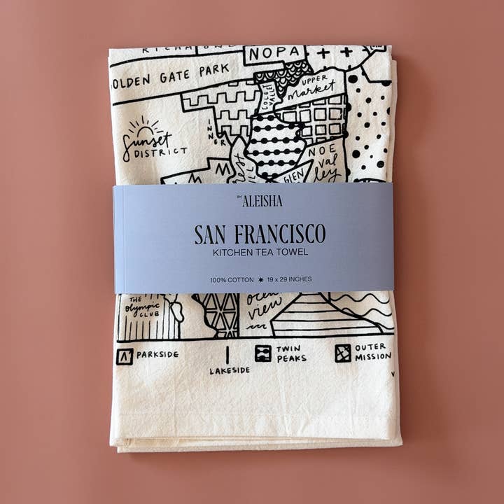 San Francisco Map Tea Towel for wholesale by By Aleisha