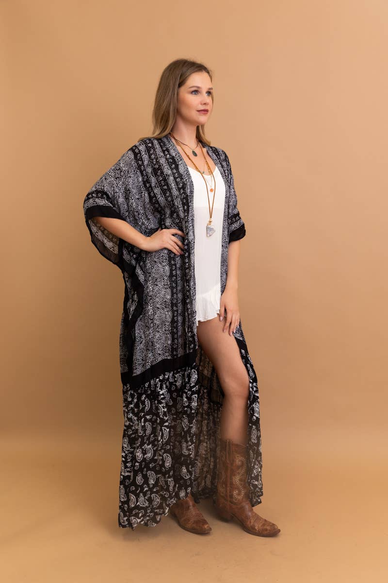 Leto Accessories - Wholesale Kimono - Women's - Free Flow Paisley Longline Kimono - Bestseller 😍2