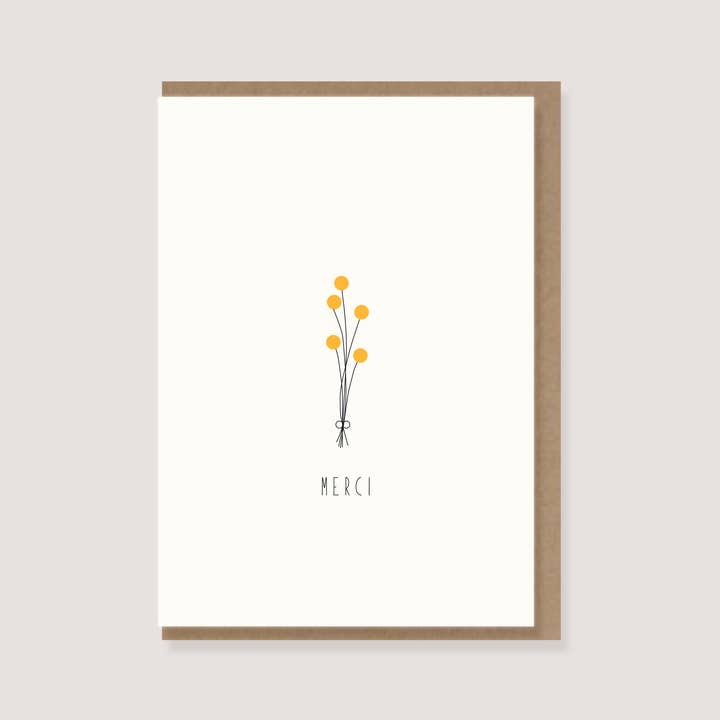 LØTTEBOM - Wholesale Thank You Card - Greeting card with envelope - “Flower Bouquet - Merci”