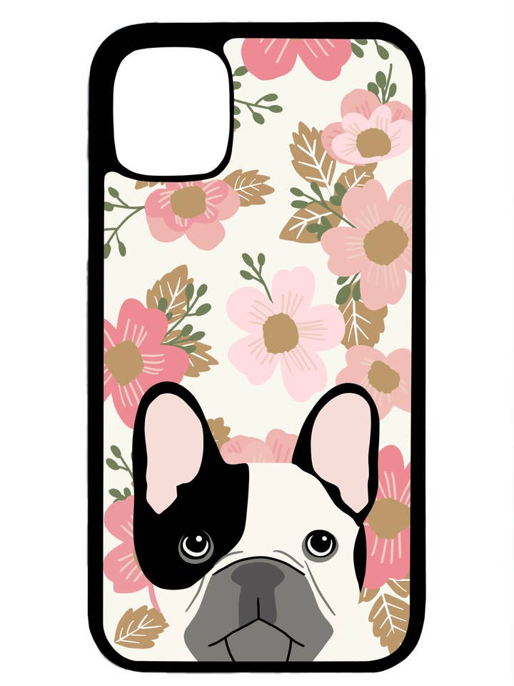Étui pour téléphone chien Frenchie noir et blanc pour la vente par Tayson Trends