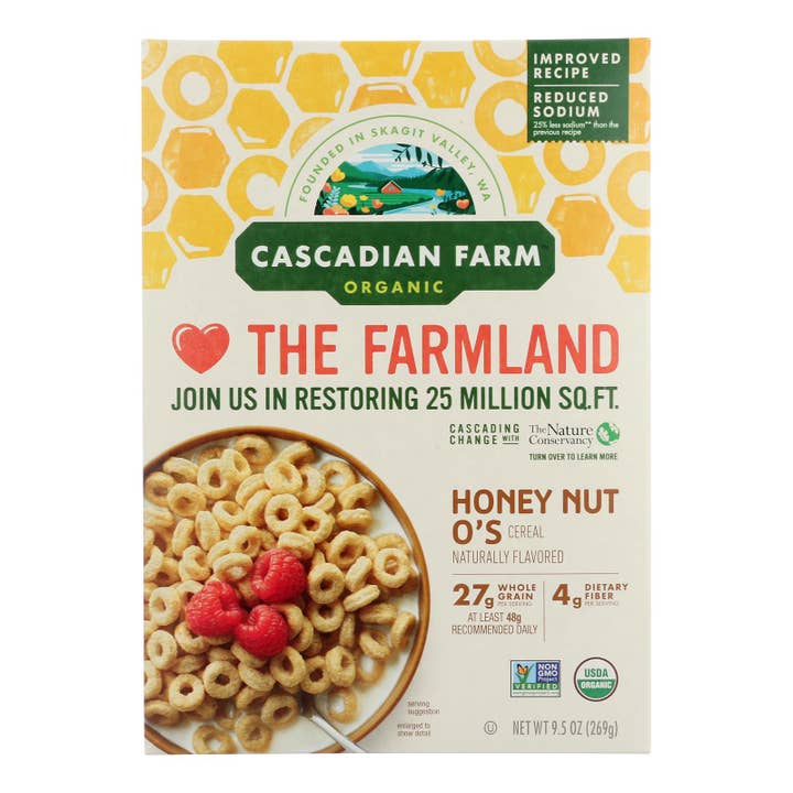 Cascadian Farm Organic Honey Nut Os Cereal, 12 Pack for wholesale by Everyday Supply Co