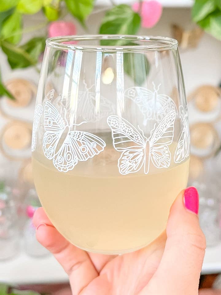 Butterfly Wine Glass for wholesale by Hart and Flora Shop