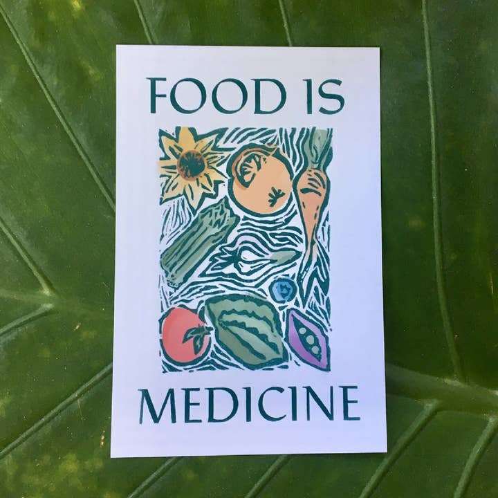 Food Is Medicine Postcard for wholesale by Steffi Luke Art & Design