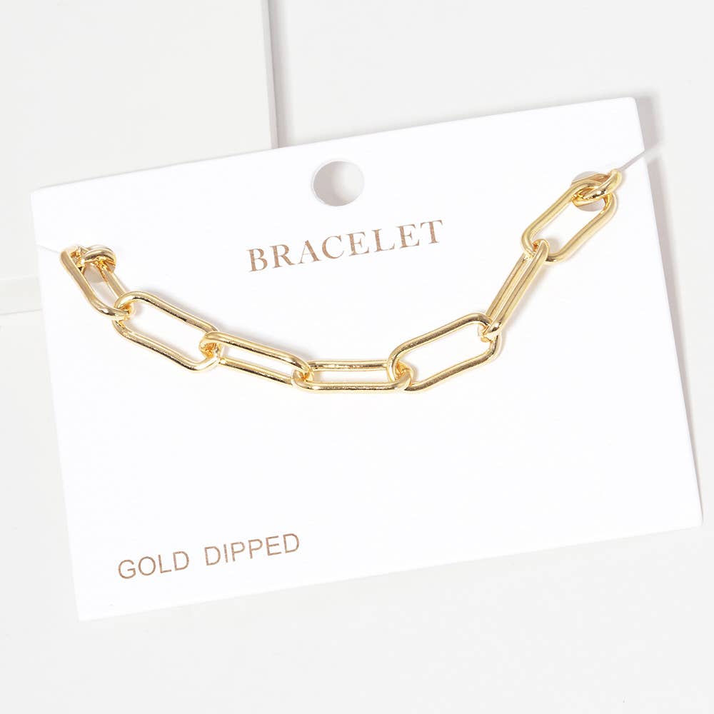 Sensibling Corp. - Wholesale Link & Chain Bracelet - Gold Dipped Paperclip Chain Link Bracelet2
