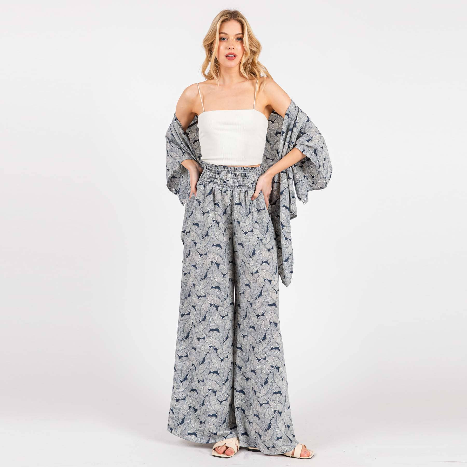 Final Touch – wholesale Pants – Women's – Waist Smocked Wide Leg Pants - VNP70263B74