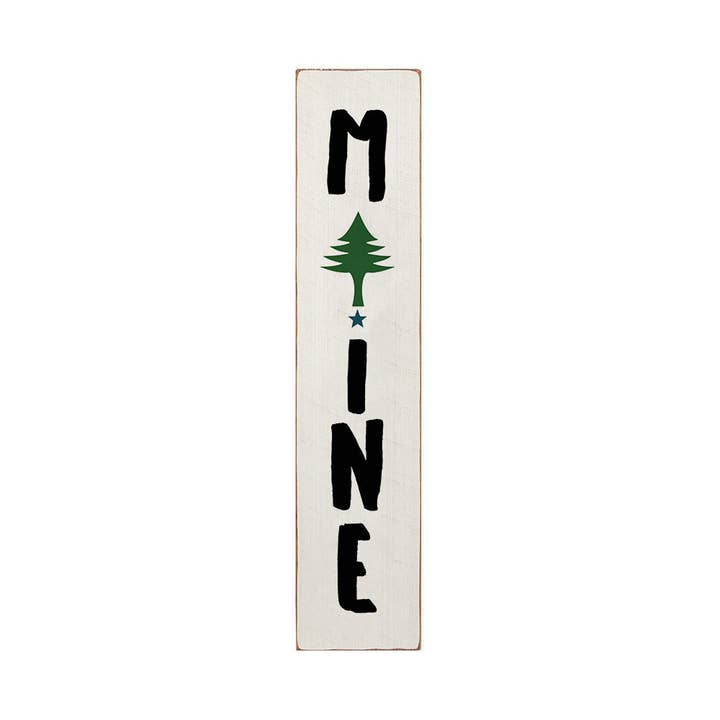 Maine Tree Icon Vertical Barnwood Sign 10x44 for wholesale by Rustic Marlin