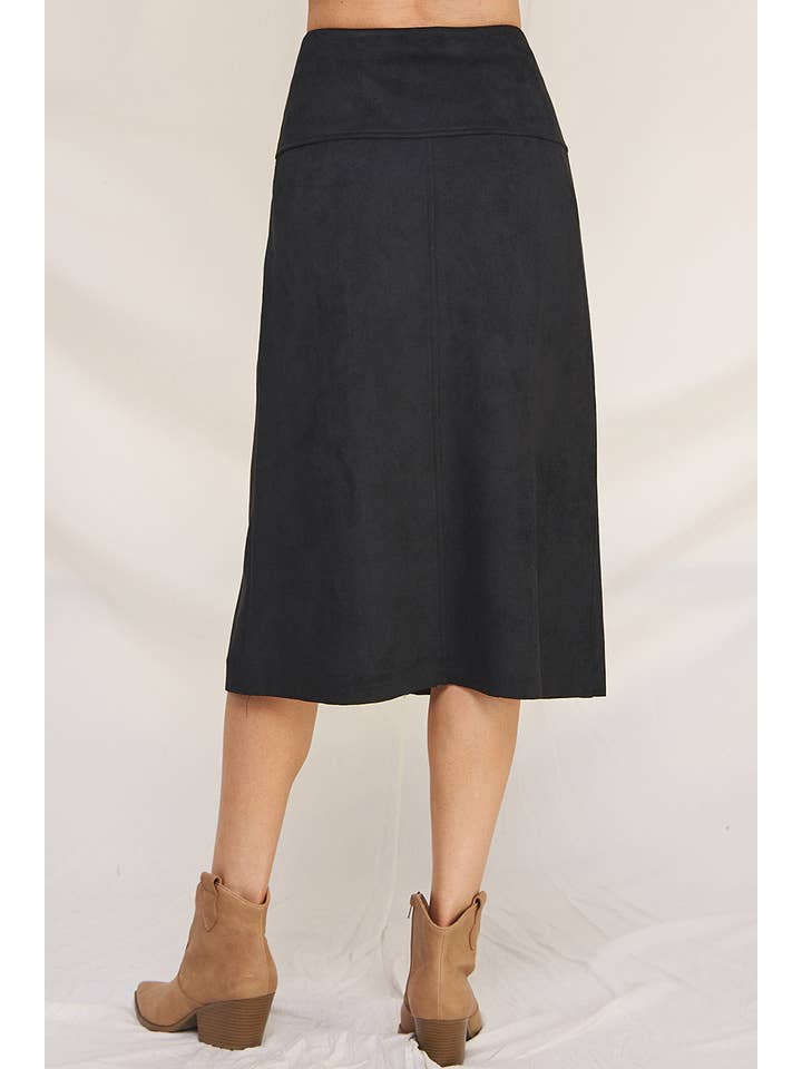 Allie Rose - Wholesale Skirt - Women's - Constructed Soft Microsuede Midi Skirt2