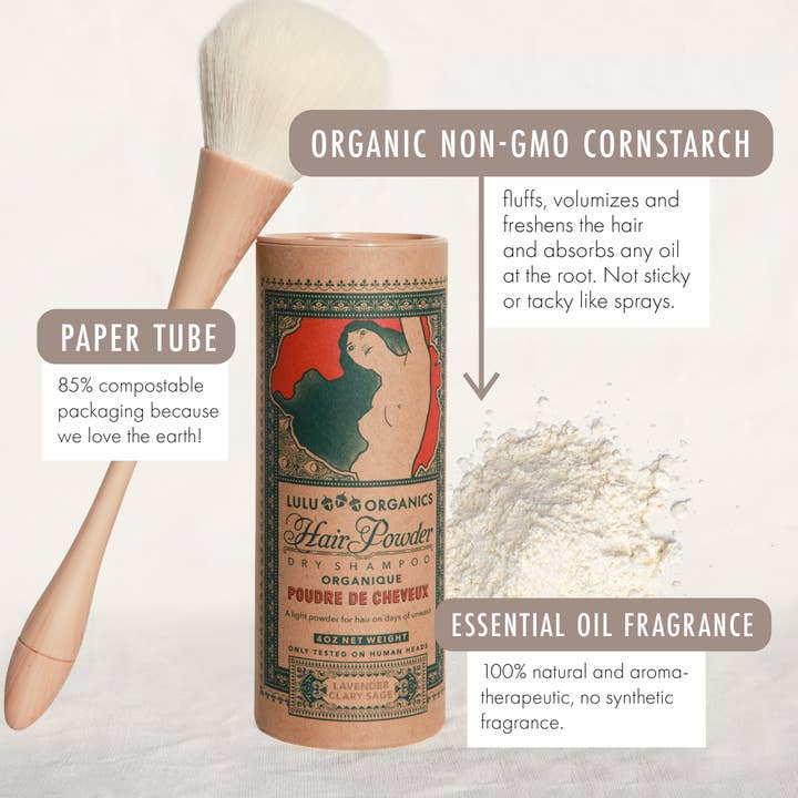 LULU ORGANICS - Wholesale Dry Shampoo - Lavender and Clary Sage Hair Powder Shampoo 4oz