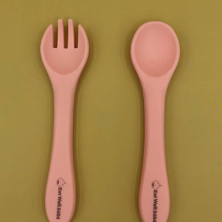 Silicone Spoon/Fork Set for wholesale by Eat Well Bebe
