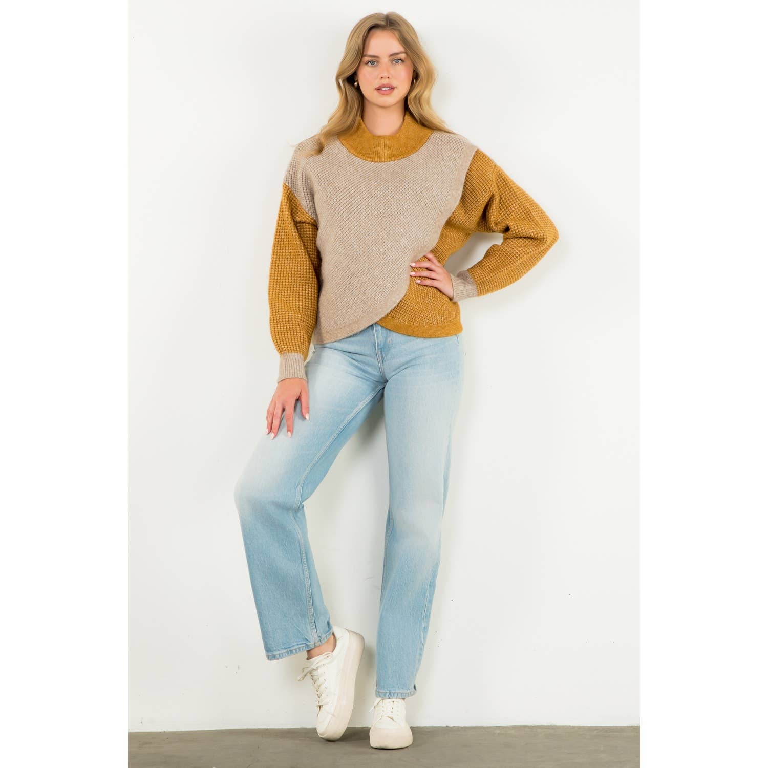 THML - Wholesale Knit Sweater - Women's - Colorblock Knit Sweater2