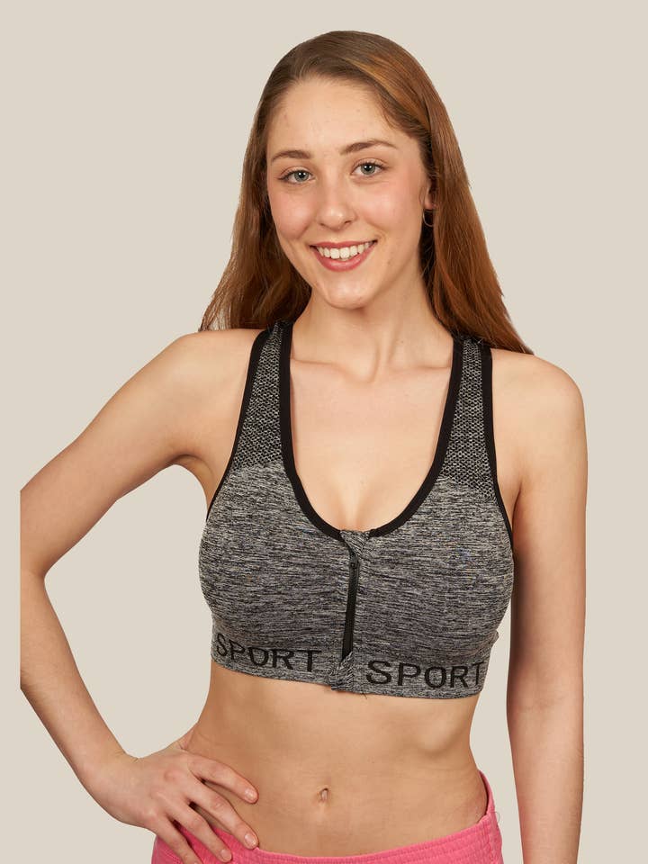 Isadora, Tipi toe, & James Fiallo – wholesale Sports bra – Women's – Isadora Women's Removable Padded Dark Zipper Workout Bra7