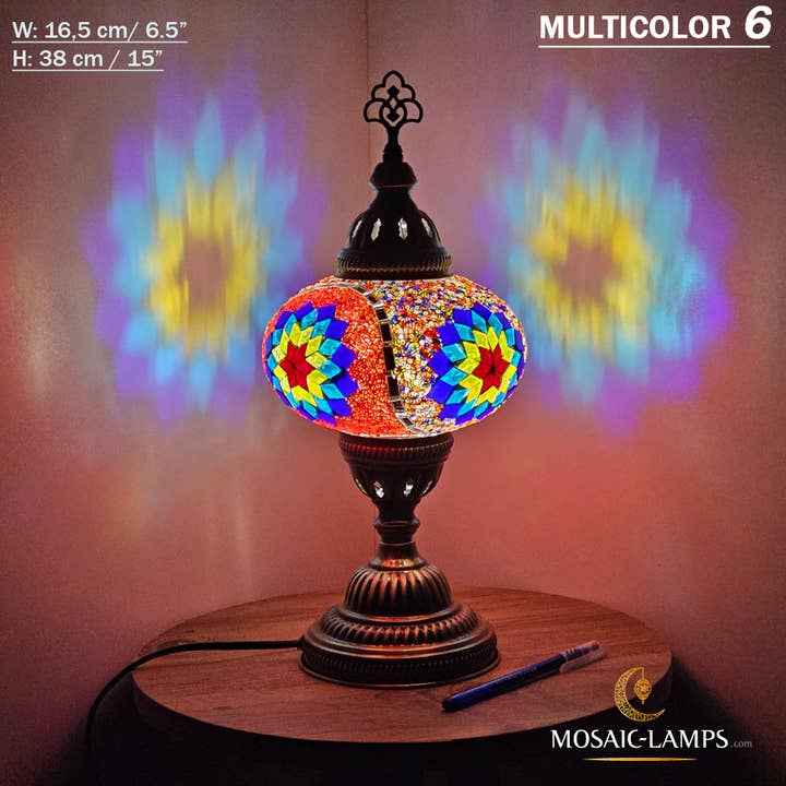 Mosaic Lamps - Wholesale Accent/Desk Lamp - 10+ Colors - Turkish Mosaic Large Globe Table Lamp, Marrakec43