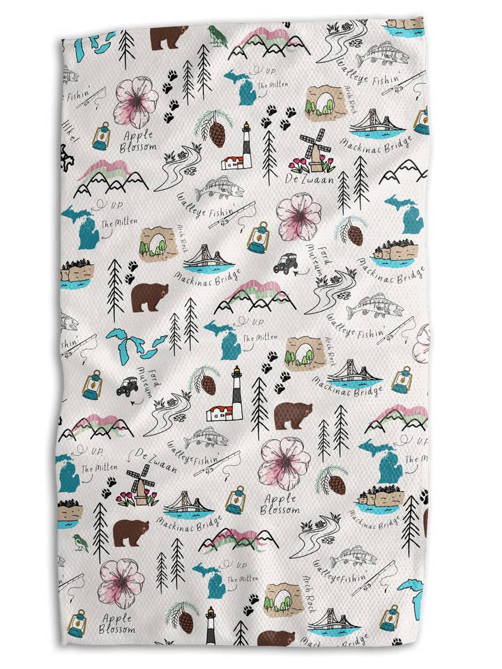 Michigan State Icons 18x30 Work-harder Double-Sided Towel for wholesale by Absorb-Lumen