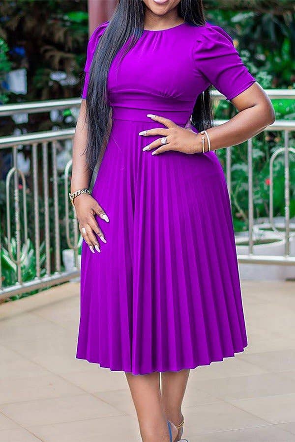 Aria Romance – Vestido - Mulher por atacado – Vestido de mudança de manga curta de cor sólida4