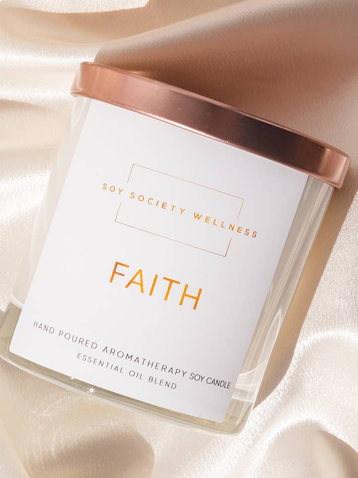 FAITH Soy Candle 10 oz | Soy Society Wellness | Tea Tree Oil for wholesale by Soy Society Wellness