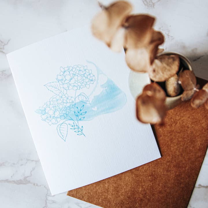 Carte de vœux Nantucket Hortensia pour la vente par West Creek Mercantile
