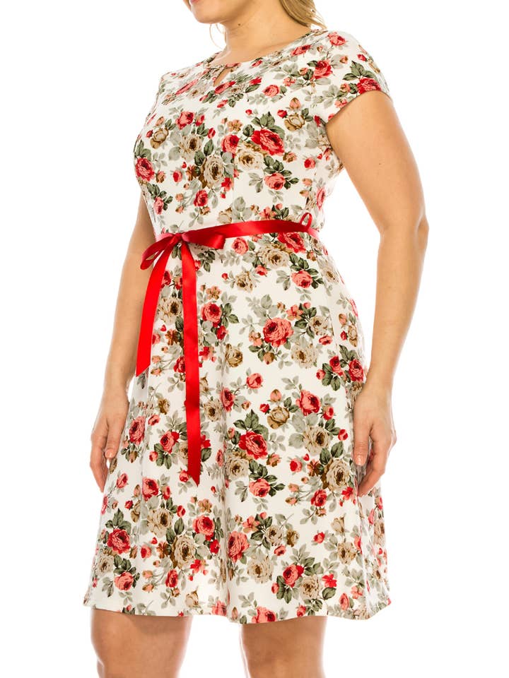 MOA COLLECTION - Wholesale Dress – Women's - Women's Floral Plus Size A-Line Swing Dress21