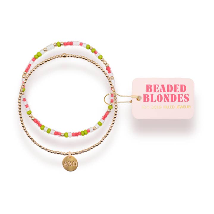 Alpha Chi Omega Sprinkle + Charm Bracelet Stack for wholesale by Beaded Blondes