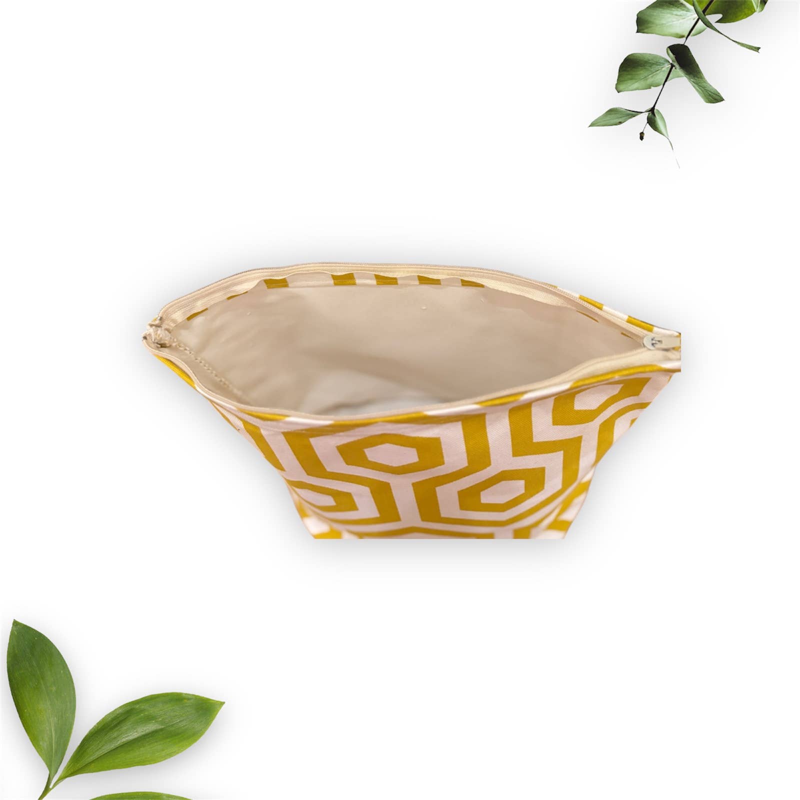 everydaybags.gifts – wholesale Toiletry bag – women's – Eco-Friendly Handmade Washbag – Hex Saffron Fabric3