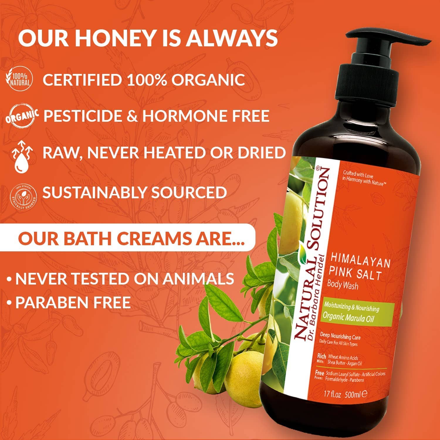 WBM LLC - Wholesale Body Wash/Shower Gel - Natural Solution Body Wash Honey, Intensive Repair, 17 fl oz13