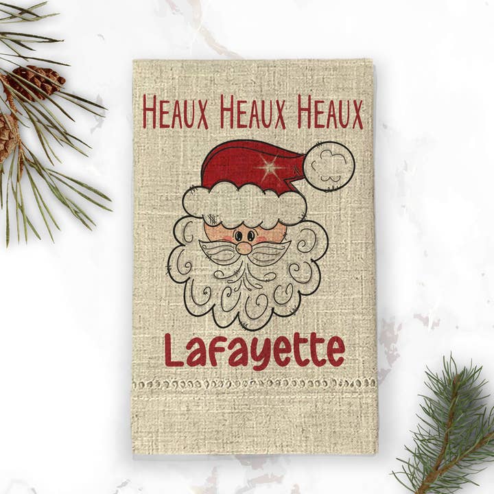 Hometown Hand Towel | Christmas Santa Heaux Heaux Heaux for wholesale by Sew Many Blessings LA