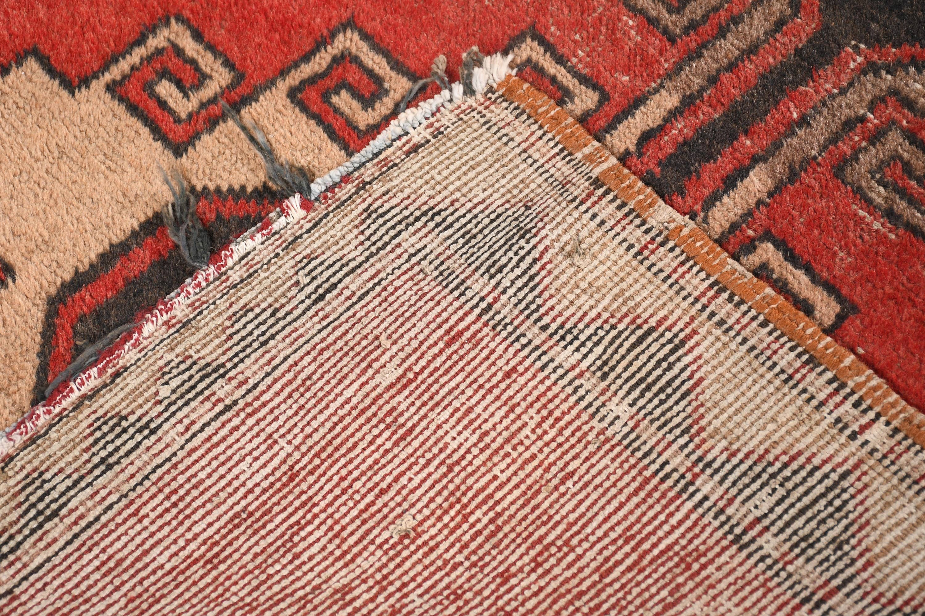 The Loom Wholesale – Engroshandel Løst tæppe – Vintage tyrkisk tæppe, rød aztekisk mønster, 8,4x3,6 ft, SCR-159