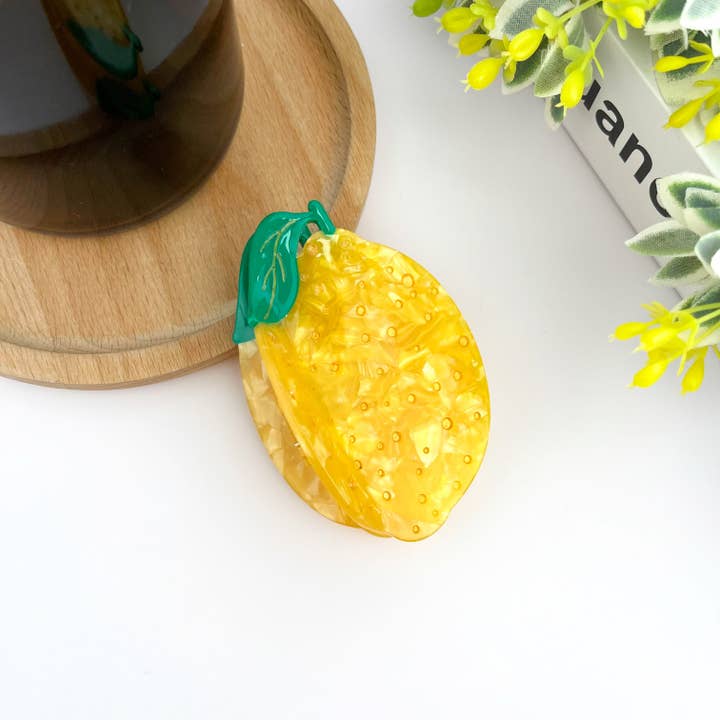 TheDivaSoap - Wholesale Hair Clip - Women's - Acetate Yellow Lemon Hair Claw Clip, Women's Fruit Hair Clip