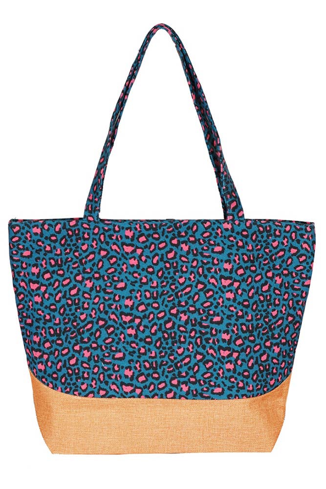 Hana - Vendita all'ingrosso Borsa tote - Donna - Borsa tote in juta con stampa leopardata2