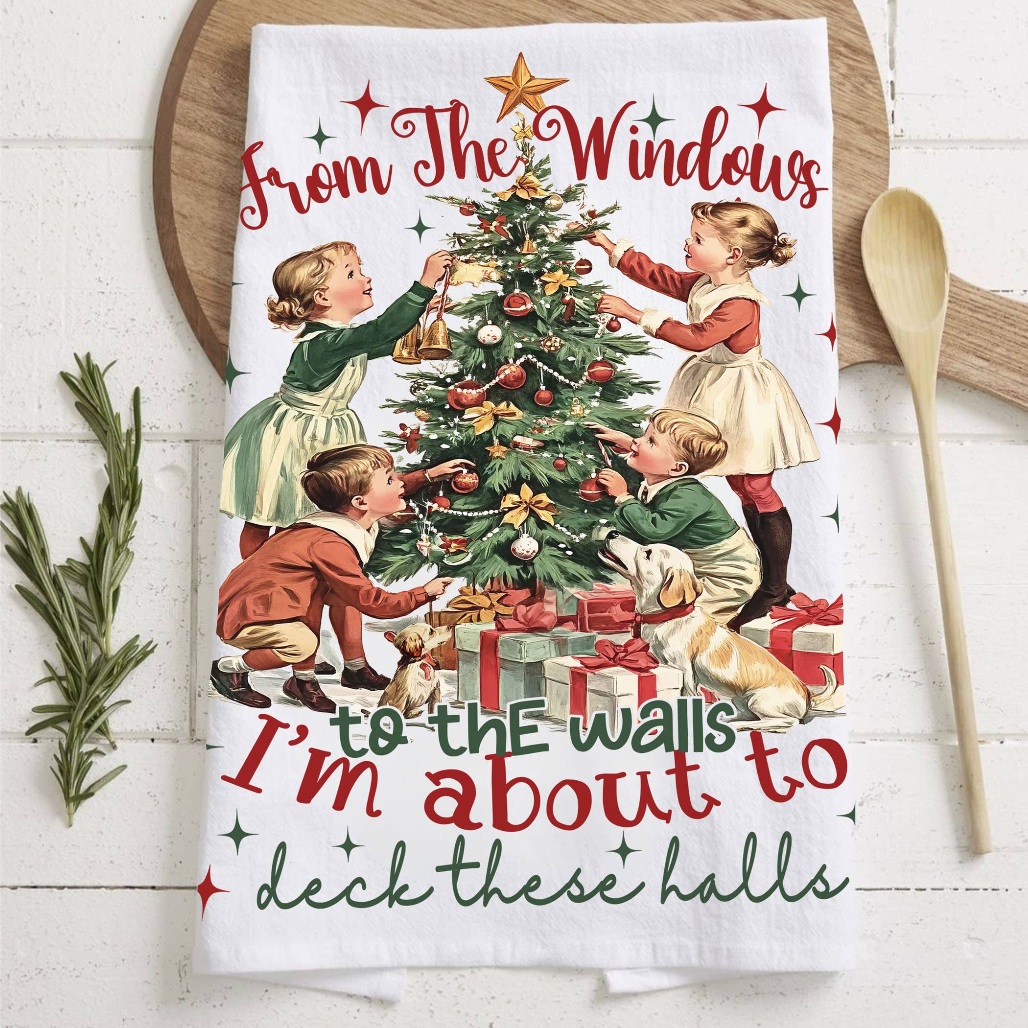 Gia Roma - Wholesale Tea Towel - Vintage Santa Holiday Kitchen Towel & Decor | Pink Christmas13