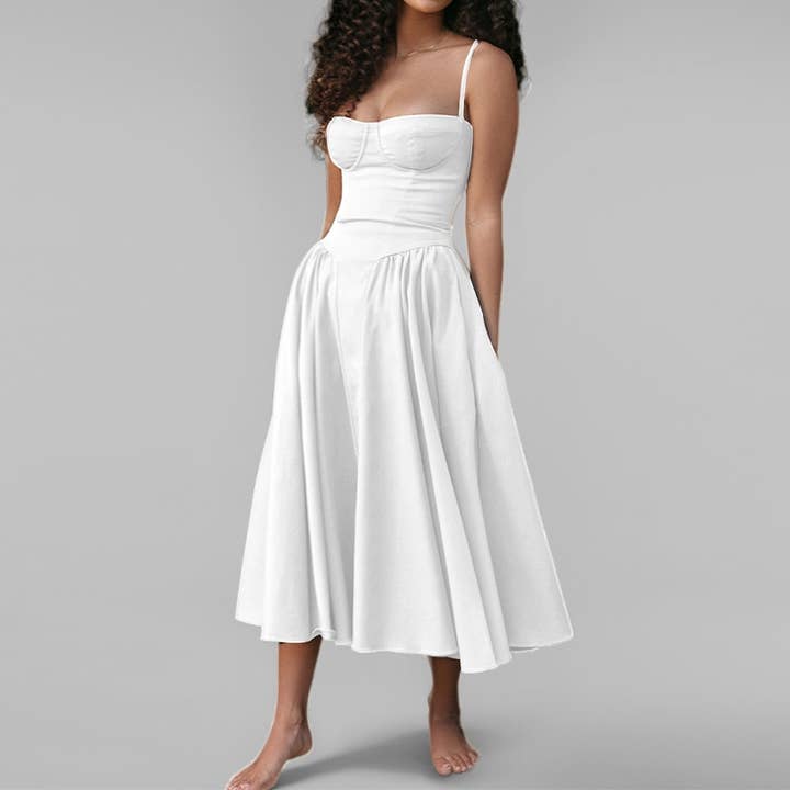 Sheer Trend – Engroshandel Kjole - Dame – Enfarvet halterneck maxikjole