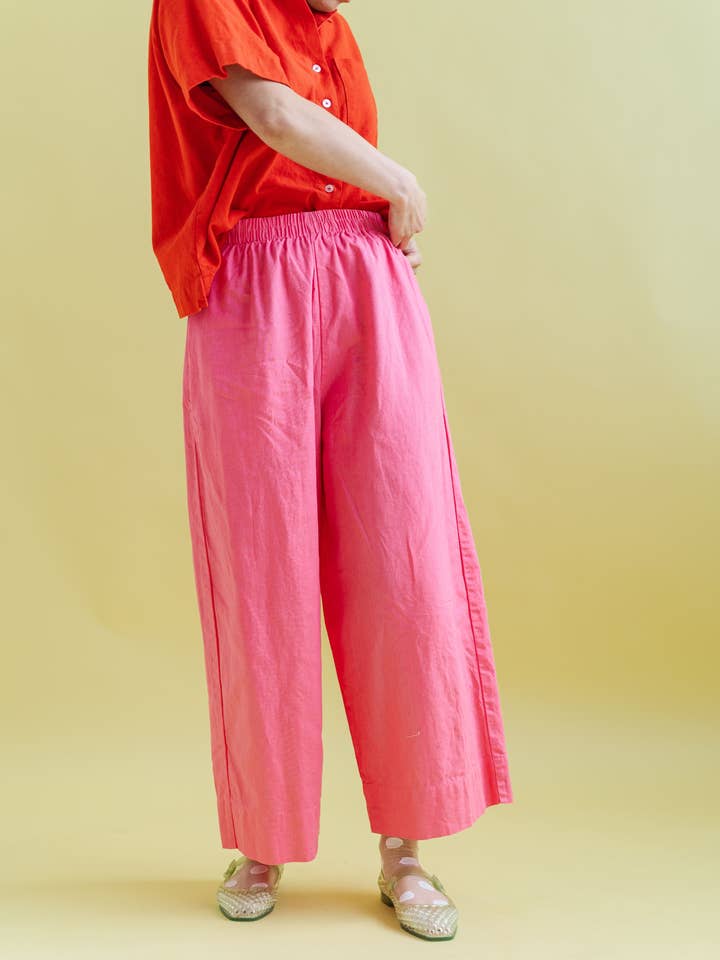 Nettle Studios - Wholesale Pants - Women's - Size Inclusive Plus Size Wide Leg Pant Bubblegum Pink Linen1