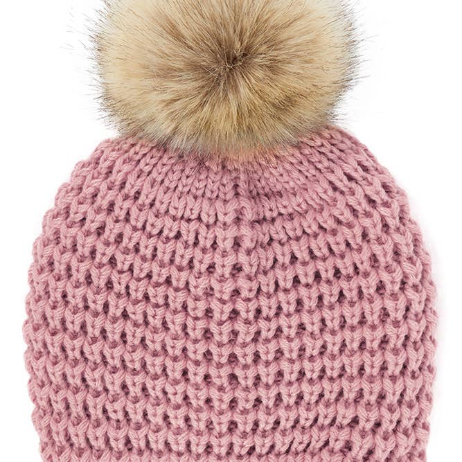 Hana - Wholesale Beanie - Women's - C.C Waffle Stitch Pattern Pom Beanie13