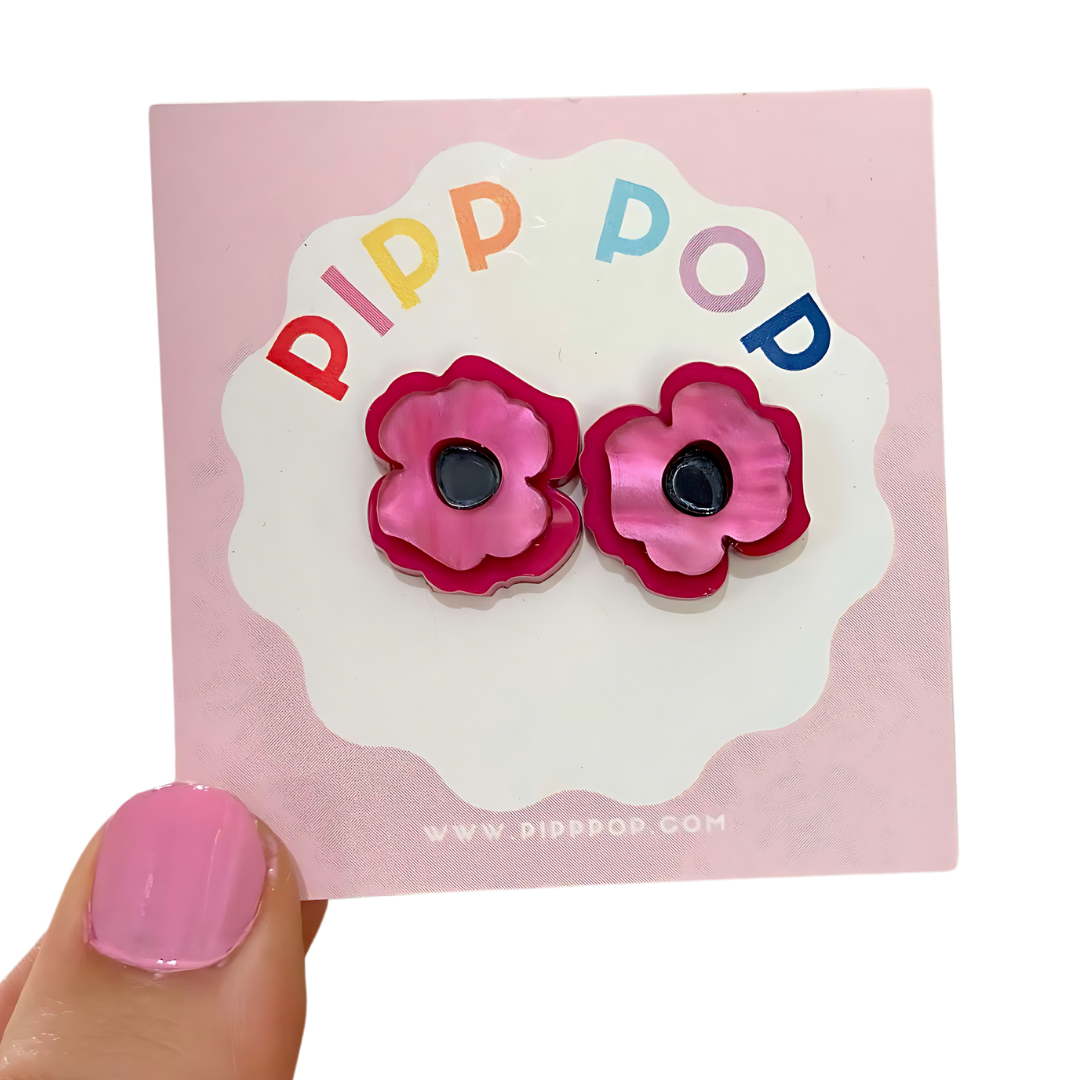 Pipp Pop – wholesale Stud/post earrings – Pip's Poppy Studs - 3 Colours Available4