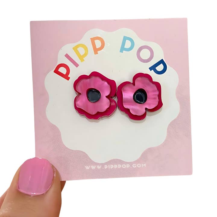 Pipp Pop – wholesale Stud/post earrings – Pip's Poppy Studs - 3 Colours Available4