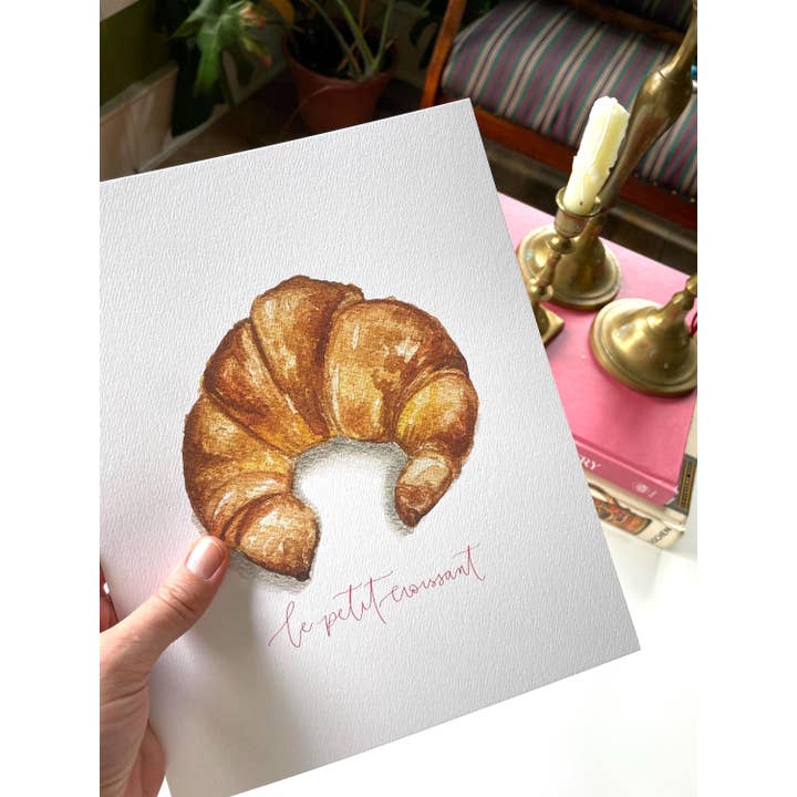 Moragn Harris Design - Wholesale Art Print - Watercolor Croissant Painting