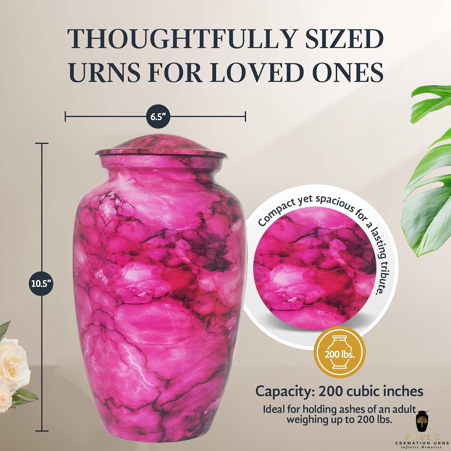 Ample Cremation Urns - Wholesale Urn - Beautiful Pink cremation urns handmade for human ashes3