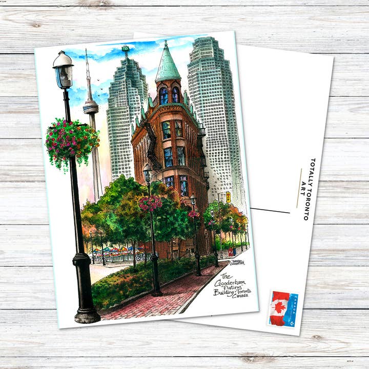 Postal de recuerdo de Flatiron Toronto - Monumentos históricos de Canadá para venta al por mayor de Totally Toronto Art/Sassy City Studio