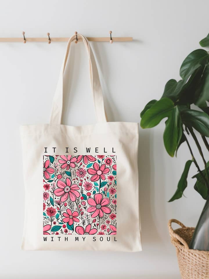 It Is Well With My Soul Small Canvas Tote Bag for wholesale by EnchantingSunshine