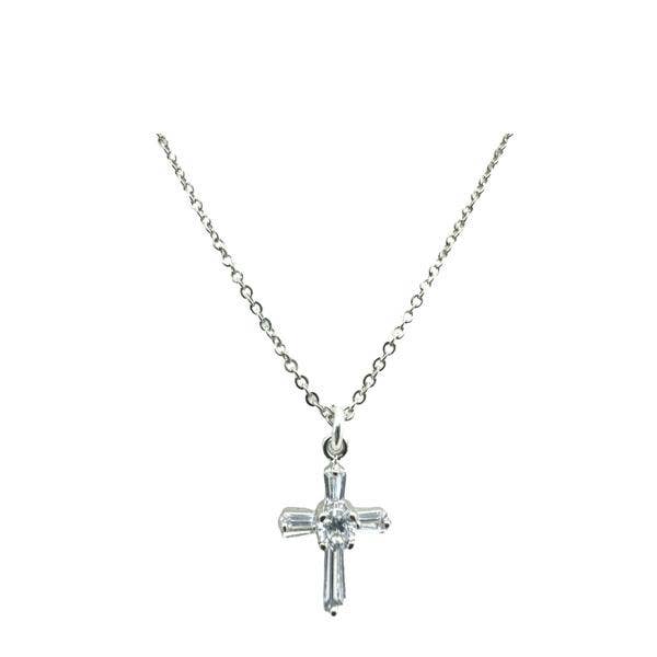 Collier Croix en Argent Sterling CZ Baguette pour la vente par Athena Designs