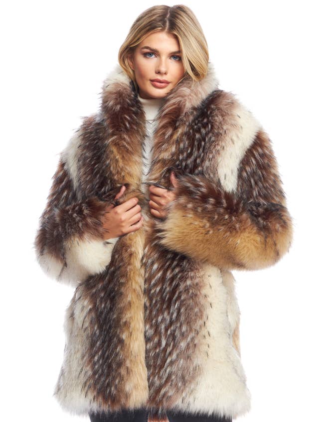 Donna Salyers Fabulous-Furs - Wholesale Fur/Faux Fur Coat - Women's - Faux Fur Shawl Collar Coat