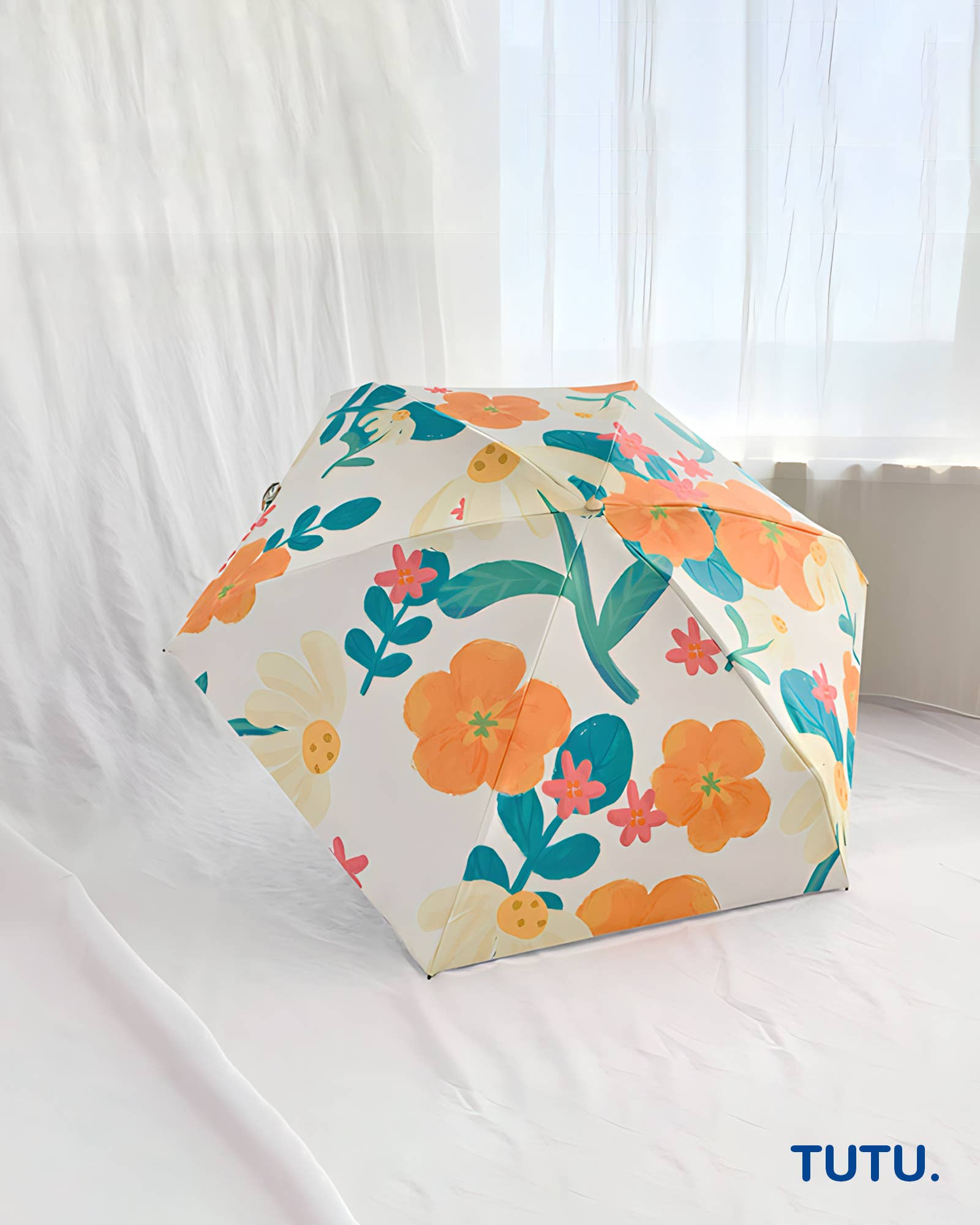 TUTU Home - Tableware & Decor - Wholesale Umbrella - Women's - White "Printemps" Floral Pocket Mini Umbrella1