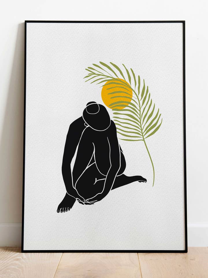 Palm Girl - Impressão artística de silhueta nua por atacado de Angela Britton