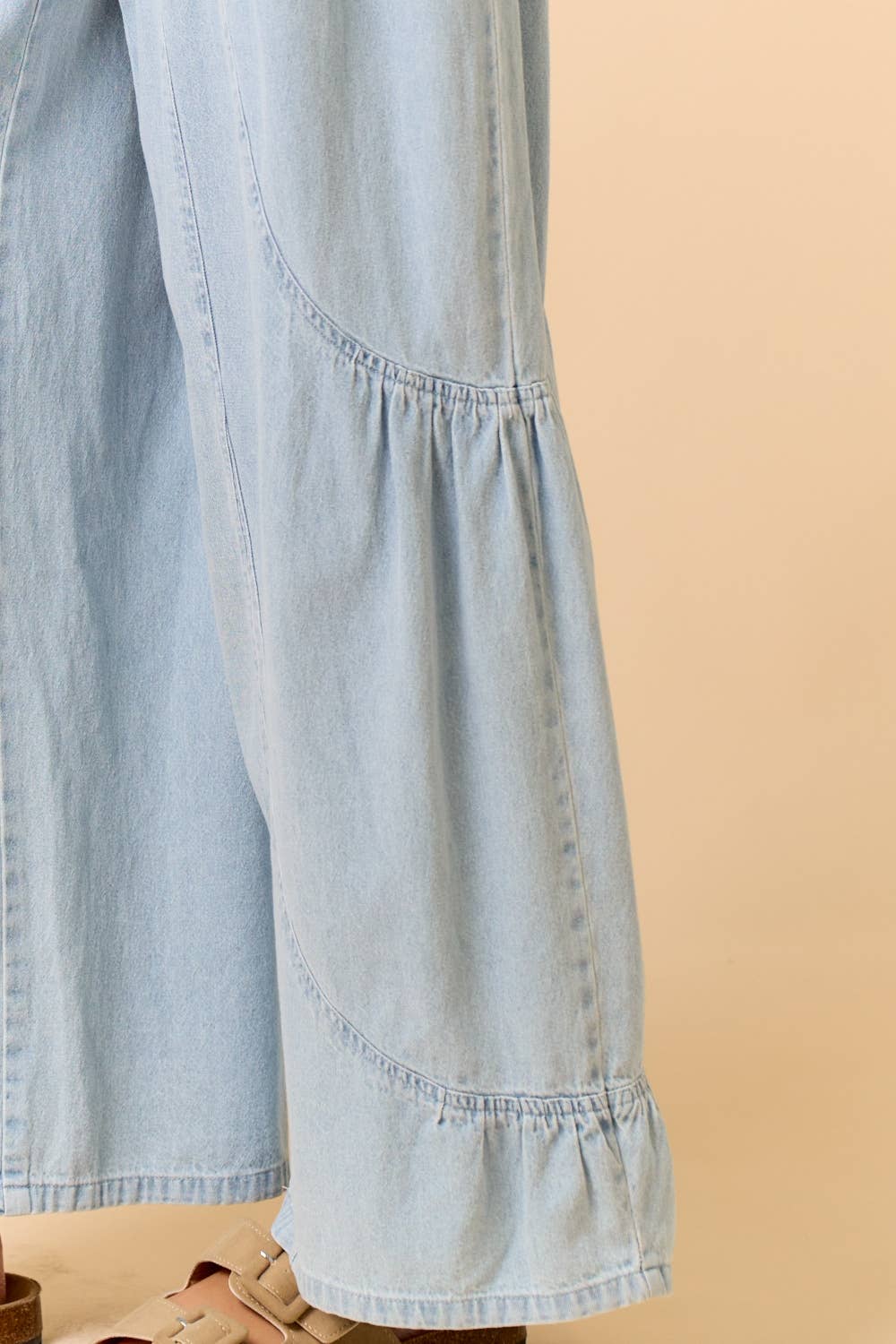 Lalavon - Wholesale Jeans - Women's - ILP5919 Ruffle Detailed Wide Denim Pants1