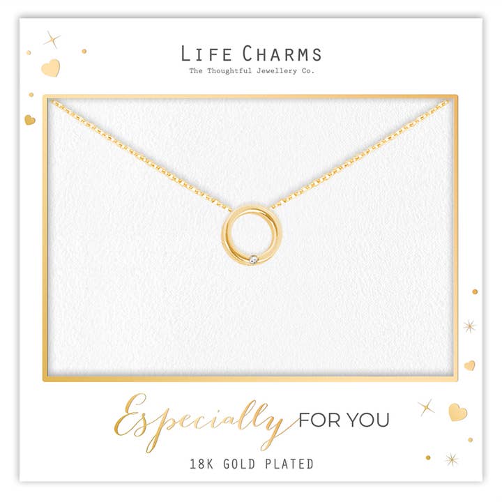 Collier à pendentif cercle en or pour la vente par Life Charms